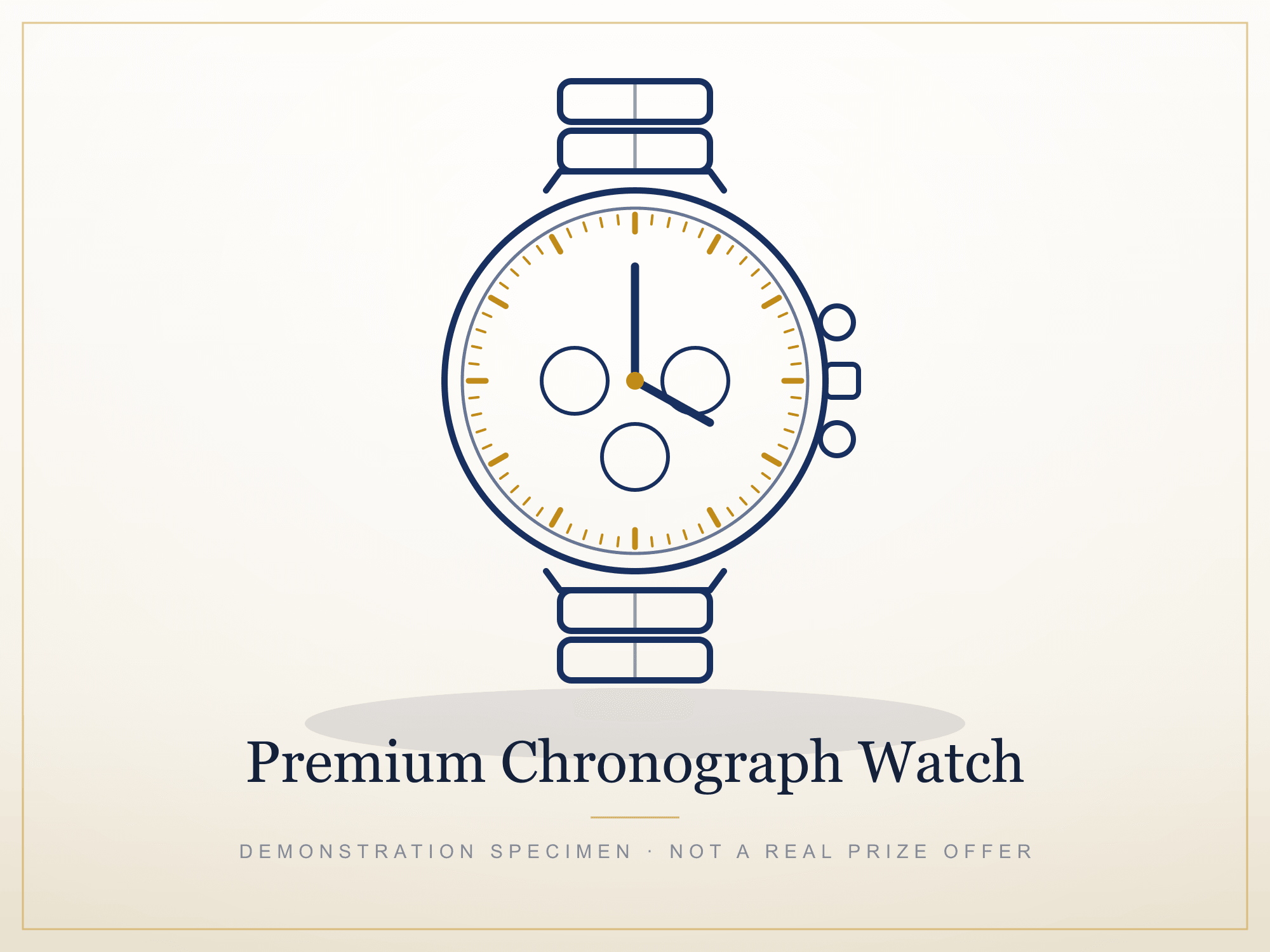 Placeholder branded imagery for Demo: Premium Chronograph Watch — demonstration listing, not the actual prize.