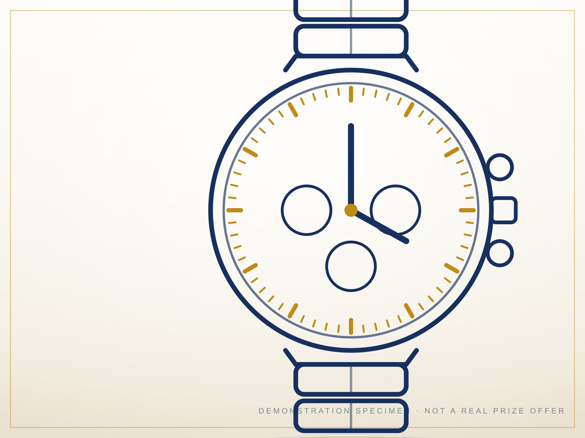 Placeholder branded imagery for Demo: Premium Chronograph Watch — demonstration listing, not the actual prize.