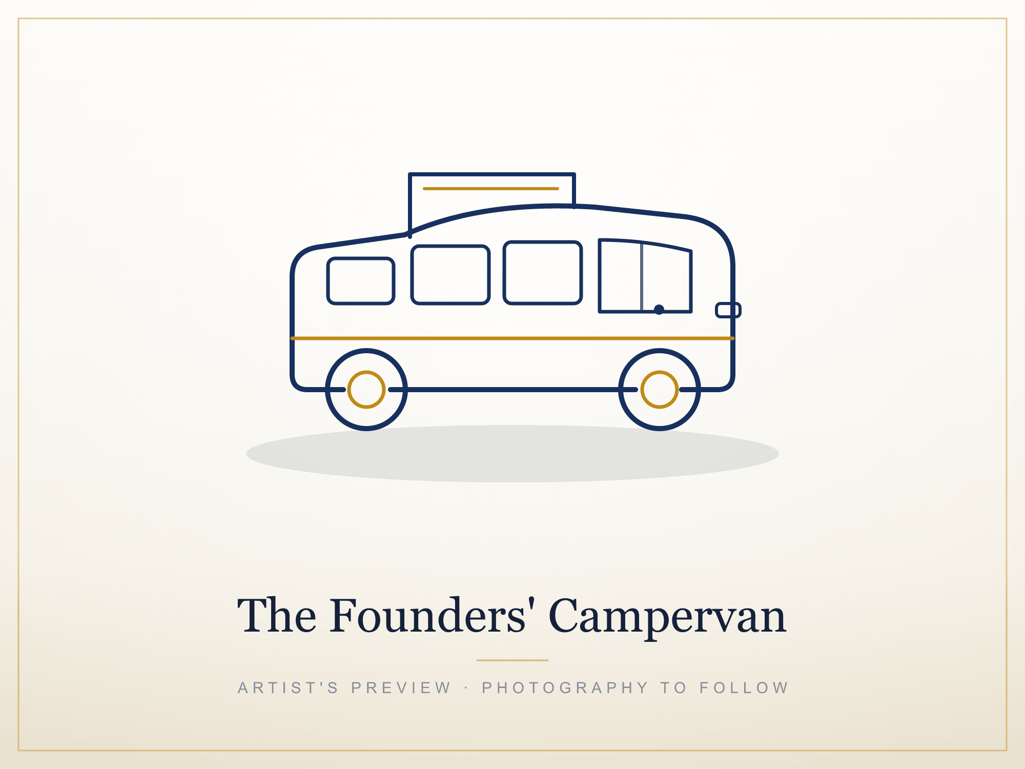 Artist's preview illustration of the Founders' Campervan — photography to follow